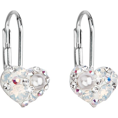 Evolution Group Srdíčkové náušnice s krystaly Swarovski 31125.9 white