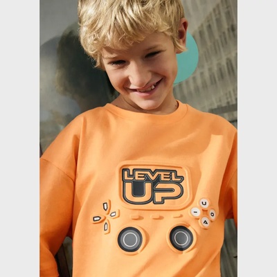 MAYORAL Тениска къс ръкав embossed Level Up в кайсиев цвят за момче Mayoral