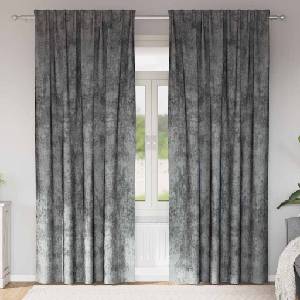 Pure Line Home Кадифени завеси в цвят тъмносив с комбиниран перделък, 2 бр. , 140 x 245 см