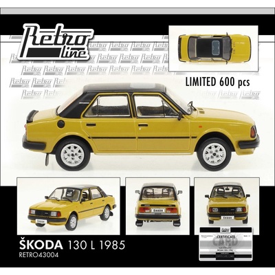 FOX18 Škoda 130 L 1985 exportná verzia žltá/čierna 1:43