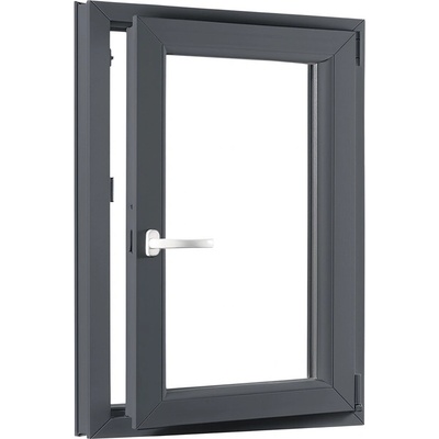 SKLADOVÁ-OKNA.cz Jednokřídlé plastové okno sklepní 600x900 mm antracit / bílé dvojsklo pravé