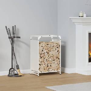vidaXL Стойка за дърва, бяла, 44x28x65 см, студеновалцувана стомана (864196)