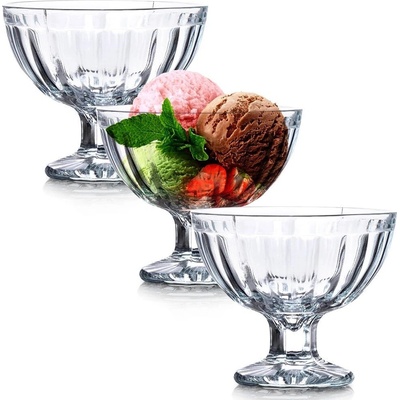 Kinekus Pohár na zmrzlinu sklo design pruhy 3 x 200 ml