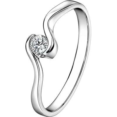 Zlaton Prsten bílé zlato vlna s diamantem N22102501273