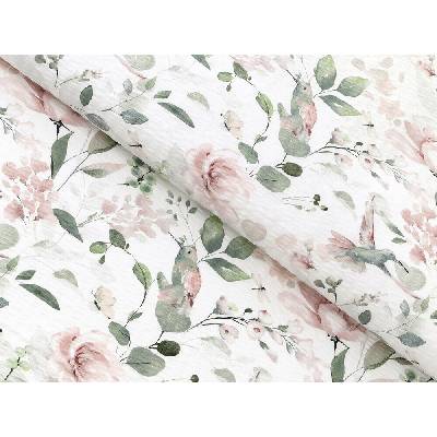 Škodák Krepová látka - kolibríky - metráž šírka 150 cm