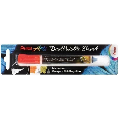 Pentel Dual Metallic Brush štětečkový popisovač - oranžový
