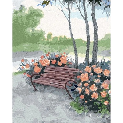 Zuty Malování Podle Čísel Lavička V Lese U Řeky 80 x 100 Cm Plátno Rám