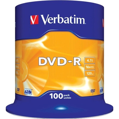 Verbatim DVD-R 4,7GB 16x, Advanced AZO, cakebox, 100ks (43549) – Zboží Živě