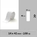 Niimbot A2A08611501, 14x40mm, 155 бр. , бели самозалепващи етикети (A2A08611501)