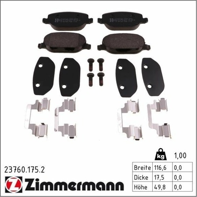 Sada brzdových destiček, kotoučová brzda ZIMMERMANN 23760.175.2 (237601752)