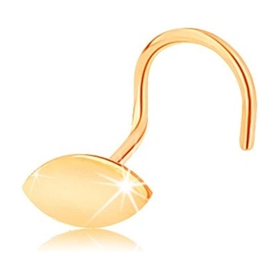 Šperky Eshop - Zlatý piercing 585, zahnutý - ploché zrnko s lesklým hladkým povrchem S2GG140.19