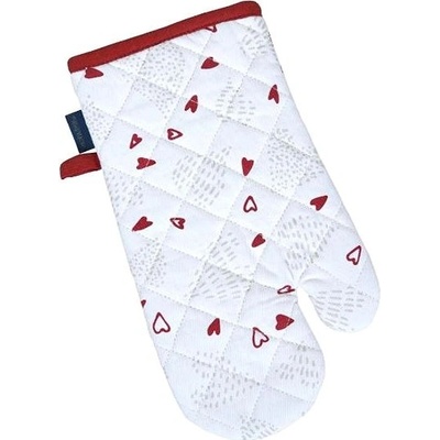 SCANquilt chňapka RUKAVICE DEKORO srdíčka bíločervená 14 x 31 cm