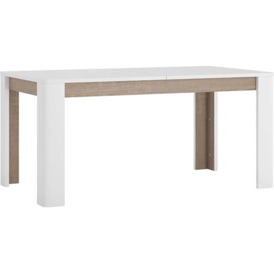 Tempo Kondela Jedálenský rozkladací stôl, biela extra vysoký lesk HG/dub sonoma tmavý truflový, 160-200x90 cm, LYNATET TYP 75
