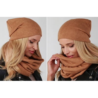 Fashionweek dámský zimní set čepice a šála ZIZI-K6 Camel