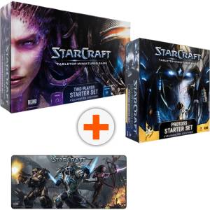 Archon Studio Комплект настолни игри StarCraft: Two Player Starter Set и Protoss Starter Set и подложка за мишка