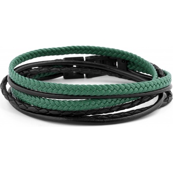 Lucleon Černo-zelený kožený náramek Roy MP_bracelet236