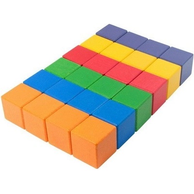 DrKO Dřevěné kostky 4 cm (6 barev) - 24 ks