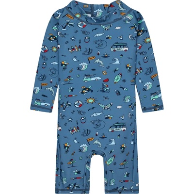 Color Kids Детски цял бански от ликра (UV защита) Color Kids Baby's Suit L/S AOP Lycra - Coronet Blue - размер 80 (EU) (750-2552-0212)