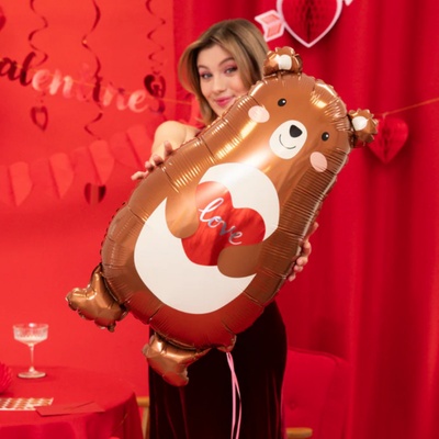 148426 PartyPal Fóliový balón Medvídek LOVE 48x79cm