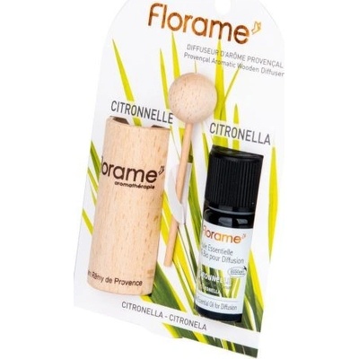 Florame Difuzér provensálský drevený + éterický olej Citronela 10 ml