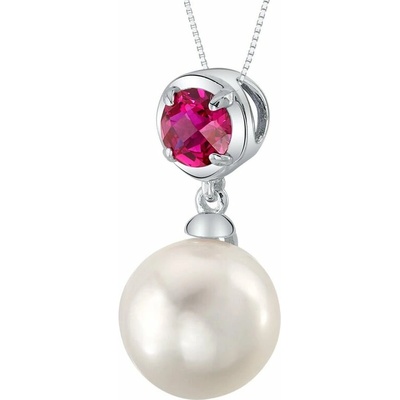 Eppi Stříbrný perlový přívěsek s lab grown rubínem Romney P47743