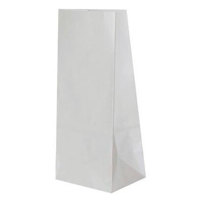 Papierové vrecko s obdĺžnikovým dnom 90x70x190 mm, biela