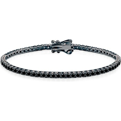 SAVICKI Tenisový náramok čierne striebro s čiernymi moissanitmi 2,2 mm 21 cm - SAV-B-TENIS-02WQ-2-21CM-22SZ-20K-925-CZMOI-CZ