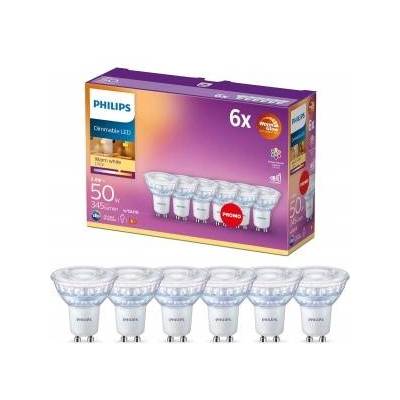 Philips LED Classic GU10 lamps Warm Glow pack of 6 (50 W), dimmable reflector LED spots with warm white light, energy-saving lamps with a long useful life, warm glow dimmable - 929002065798
