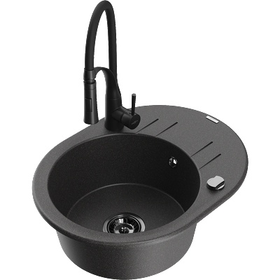 Mexen Kevin гранитна мивка с 1 корито с отцедник и кухненски смесител Aster, (6517-76-73450-70-B)