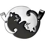 HARAHU Висулка на верижка Double Cat - Кръг / Черен KP34541