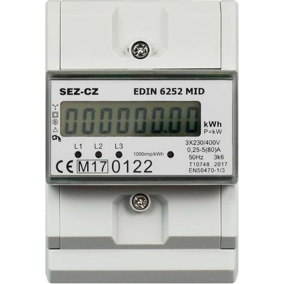 SEZ Elektromer MID fakturačný 3 fázový, 5 – 80 A EDIN 6252 MID
