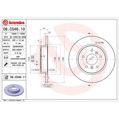 BREMBO Brzdový kotúč plny Ø290mm 08.C546.11