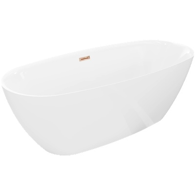 Mexen Luvo Slim свободно стояща вана 170 x 75 см, бяла, преливане розово злато - 52801707500-60 (52801707500-60)
