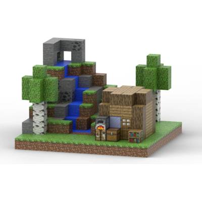 PX Master Dřevěný dům s vodopádem a postavičkami magnetická stavebnice