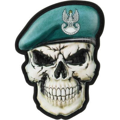 Nášivka M-Tac Lebka v baretu Pozemní síly 3D PVC - Green
