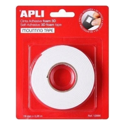 Apli Lepící pěnová páska 3D oboustranná 19 mm x 2,28 m bílá