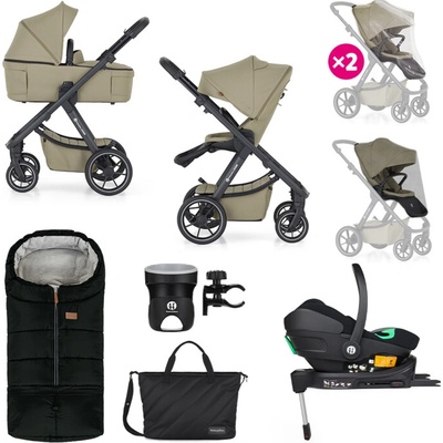 PETITE&MARS kombinovaný ICON 2v1 Mossy Green XXL RWS + Core Pro i-Size Black Grey + Báza 2025