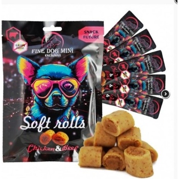Fine Dog mini soft rolls chicken and beef 5*10gr - Меки ролца с пълнеж от пилешко и говеждо 5*10гр