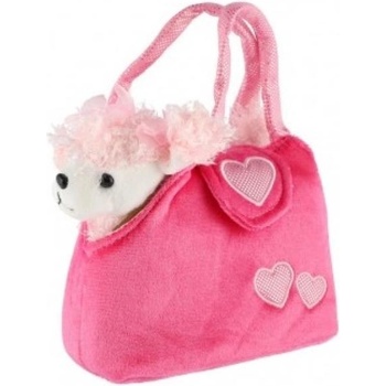 Teddies Куче/Кученце в чанта/торба розов плюш в торбичка