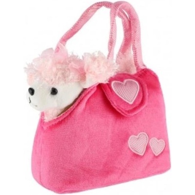 Teddies Куче/Кученце в чанта/торба розов плюш в торбичка