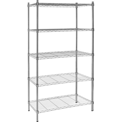 TECHNICA Regál z chrómovanej ocele, 5-policový, 1200x450x1800 mm | TECHNICA, Silver Line