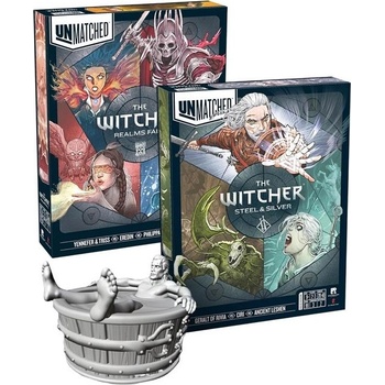 Restoration Games Комплект настолни игри Unmatched: The Witcher Realms Fall и Steel and Silver с миниатюра