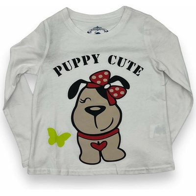 Dievčenské tričká s dlhým rukávom Puppy biela