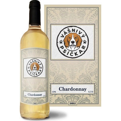 Sablio Vášnivý psíčkar Chardonnay biele suché víno 12 % 0,75 l (čistá fľaša)
