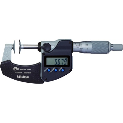Mitutoyo Digimatic Třmenový mikrometr s talířkovými doteky IP65 0-25 mm 323-250-30