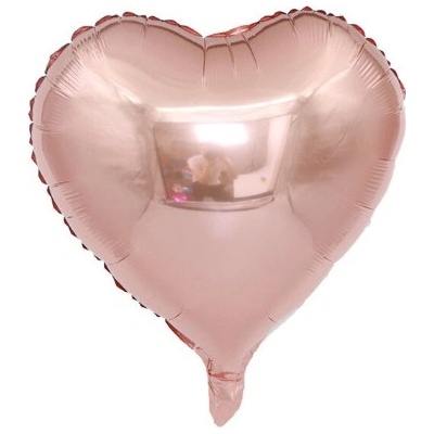 PartyDeco Fóliový balón Srdce ružové zlato 45 cm