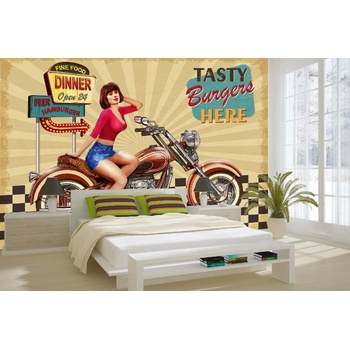 DIMEX ART s. r. o Самозалепваща се флизелинова фототапета винтидж плакат с жена 375 x 250 см