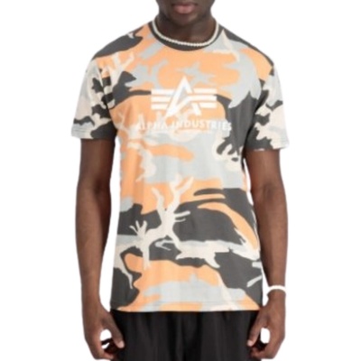 Alpha Industries Basic T-Shirt Camo tričko pánske orange grey Camo