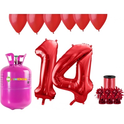 HeliumKing Helium párty set na 14. narozeniny s červenými balónky