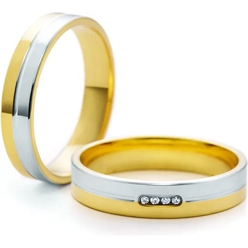 Image 1 of SAVICKI Сватбени халки: двуцветно злато, плоски. 4 мм